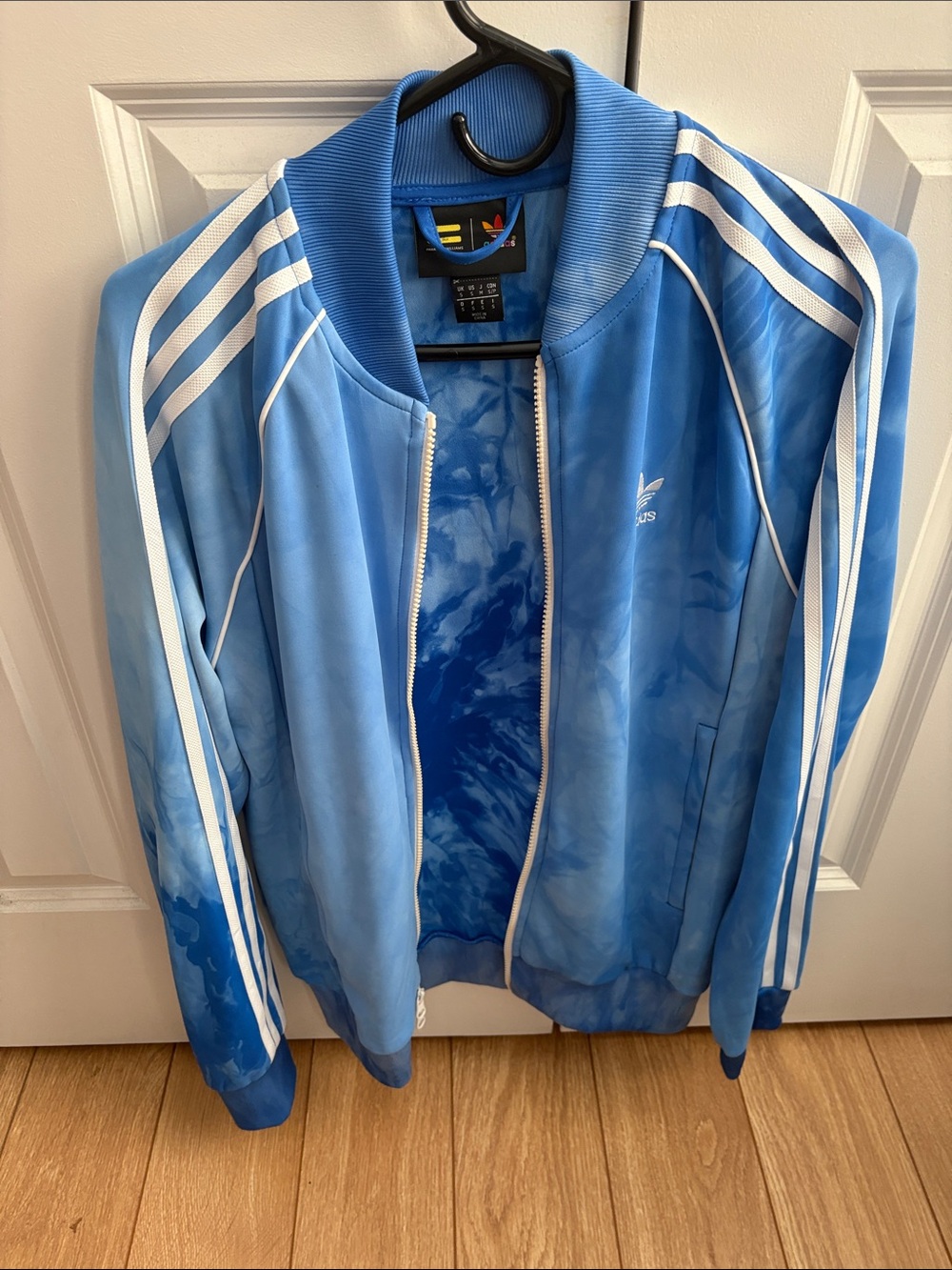 adidas Light Blue & White Men's Track Bomber Jacket. Like new never worn.